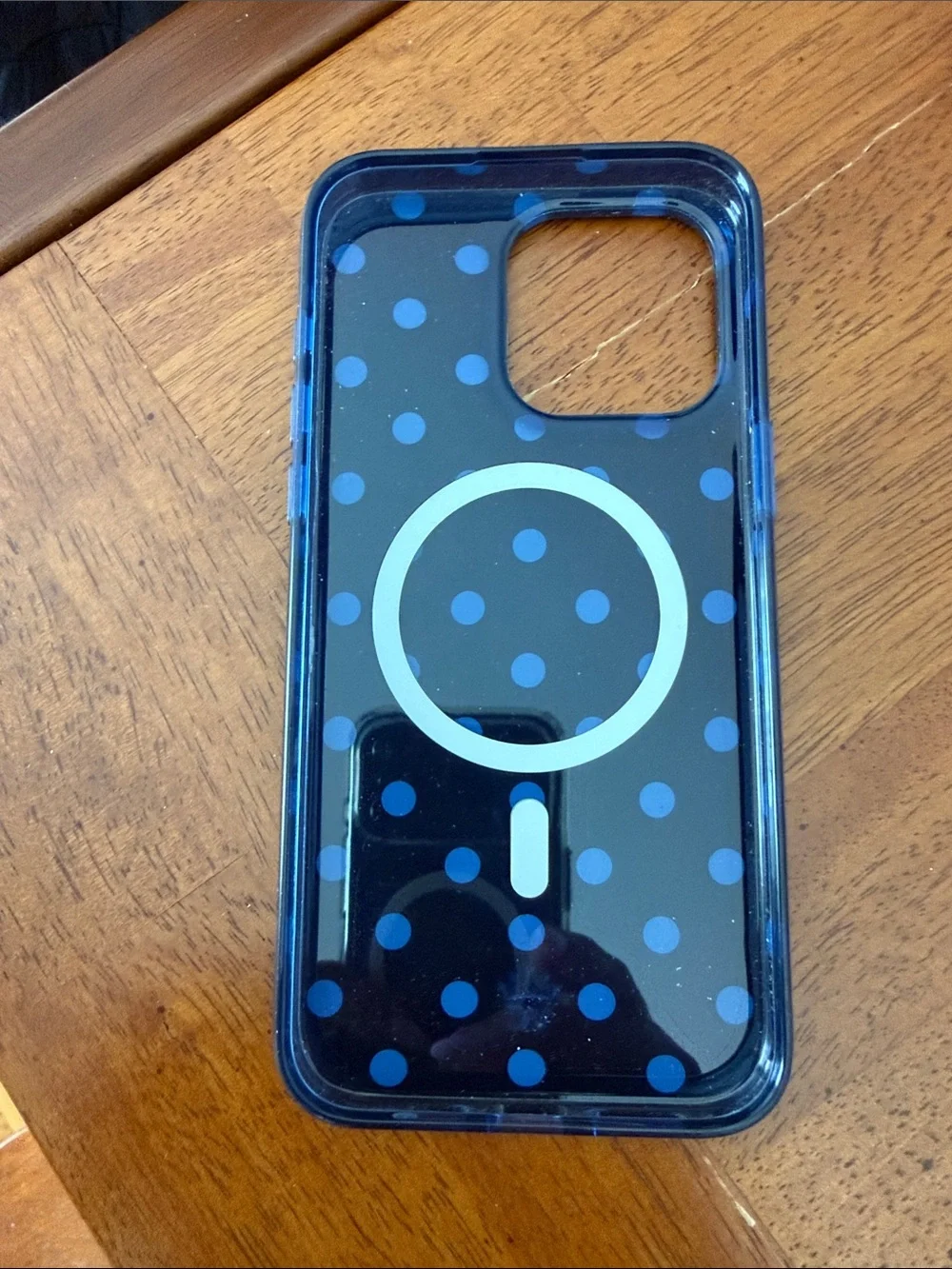 Polka Dot MagSafe-Compatible iPhone Case - Navy with White Dots